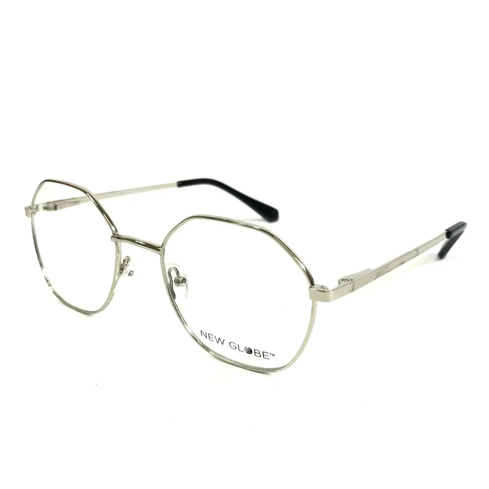 New Globe Eyeglasses Frames L5175 SILVER Geometric Wire Rim 51-19-140
